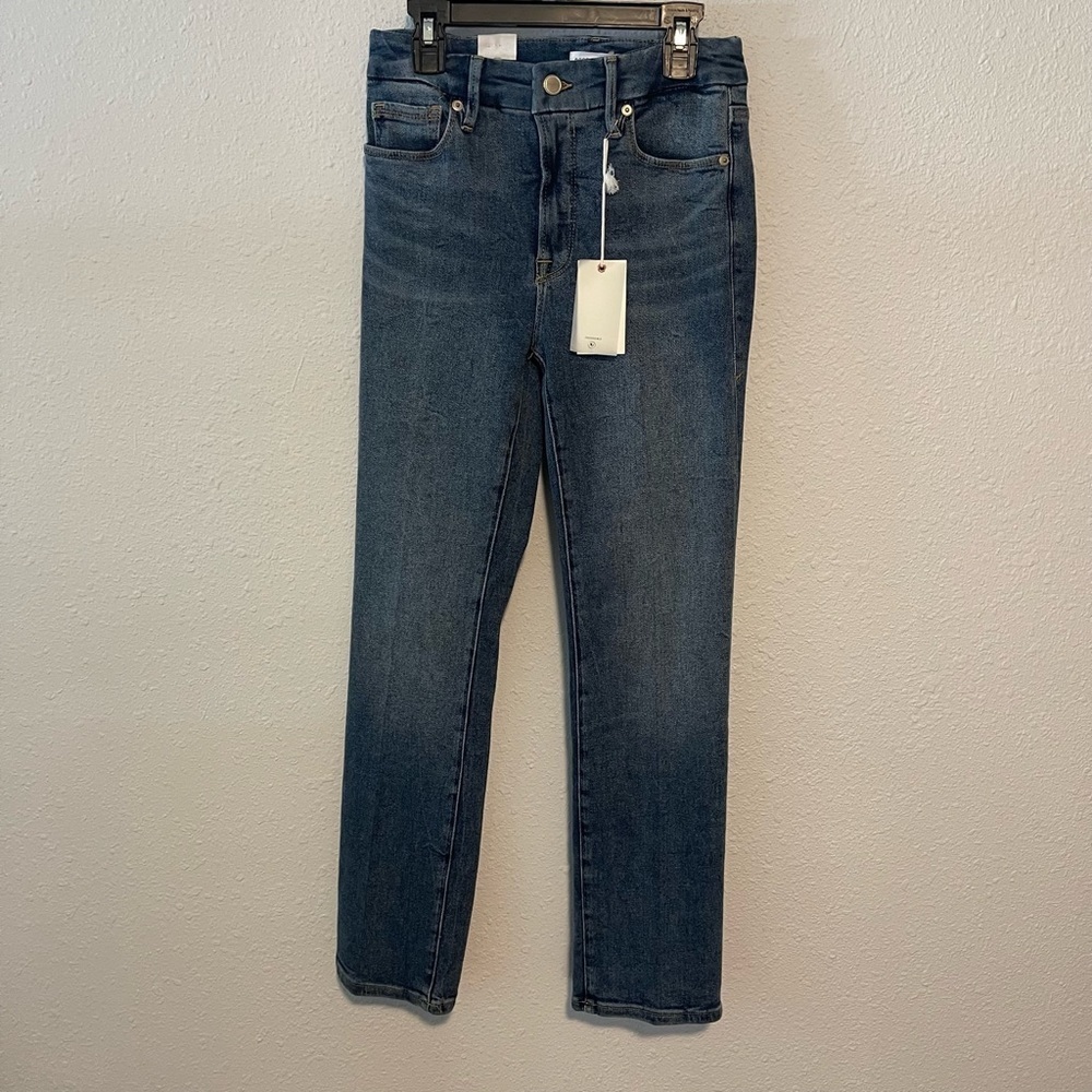 Good American Good Straight Ankle Straight Leg Organic Cotton Jeans - Picture 2 of 8